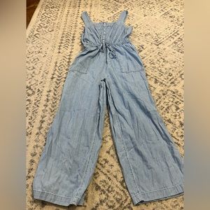 Blue jumper with ties in front